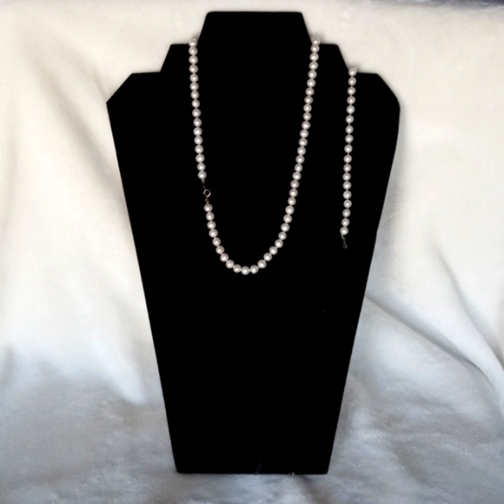 Cultured pearls & 14k gold necklace and bracelet set